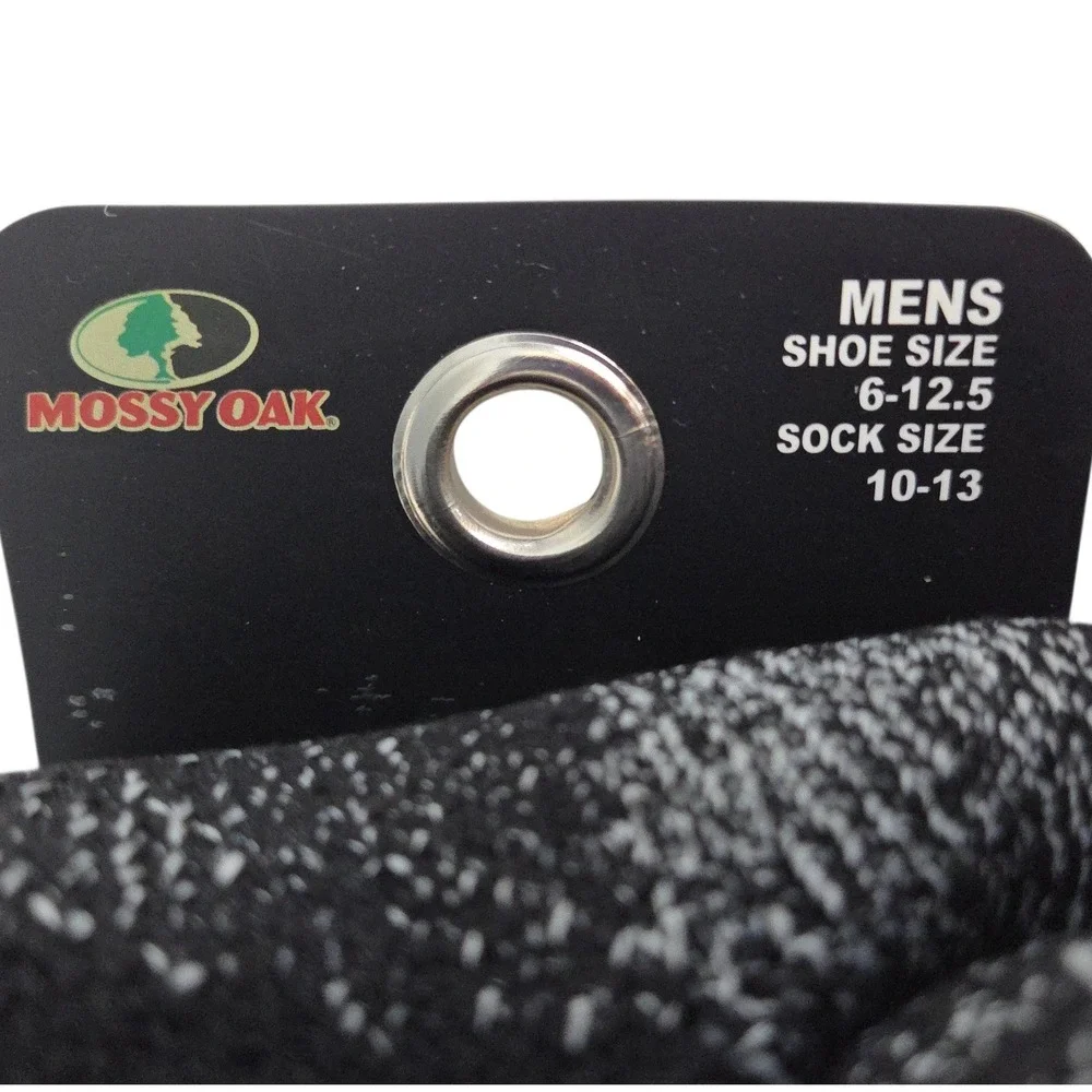 Mossy Oak Heavy Duty Thermal Socks Mens Black Gray 2 Pack Shoe‎ Size 6-12.5 NWT